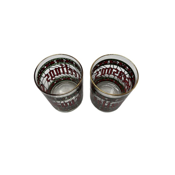 Houze "Season's Greetings" Whisky Glasses Stained-Glass Look  - Great Looking - Picture 3 of 3